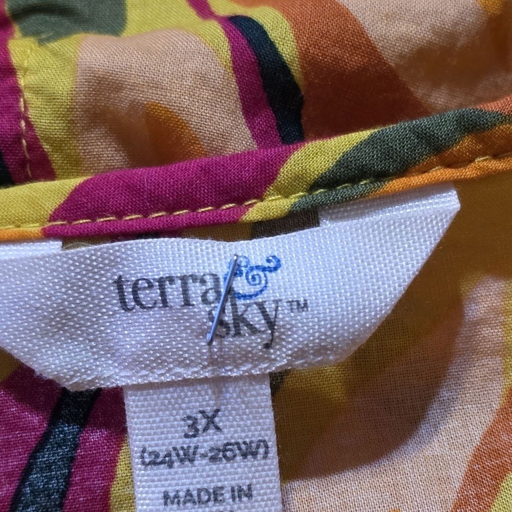Terra & Sky Ruffle Sleeve Top Multicolor Size 3X (24W-26W) - Picture 13 of 15